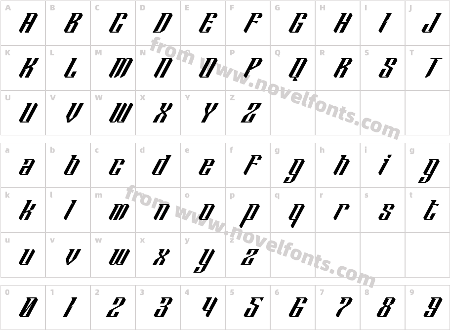 Rockin Pistons SlantedCharacter Map