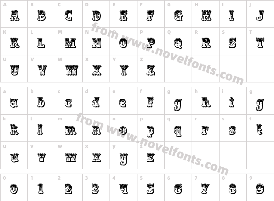 Rodeo Rebels DisplayCharacter Map