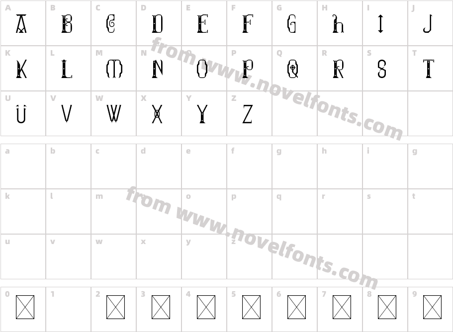 Rohan RegularCharacter Map