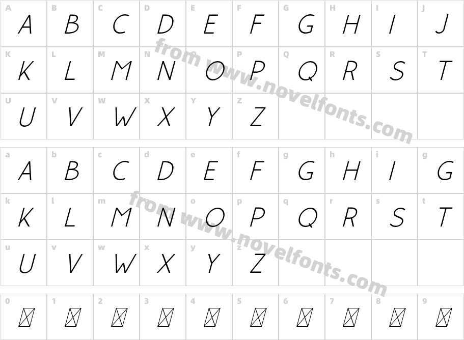 RolvesFree-ItalicCharacter Map