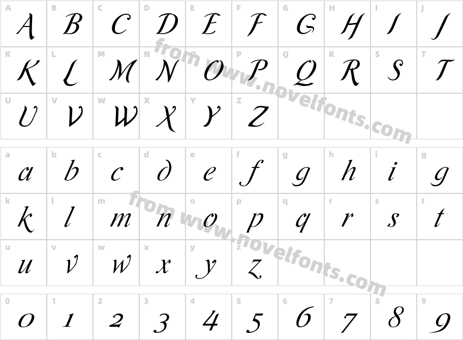 RomandeADFScriptStd-ItalicCharacter Map