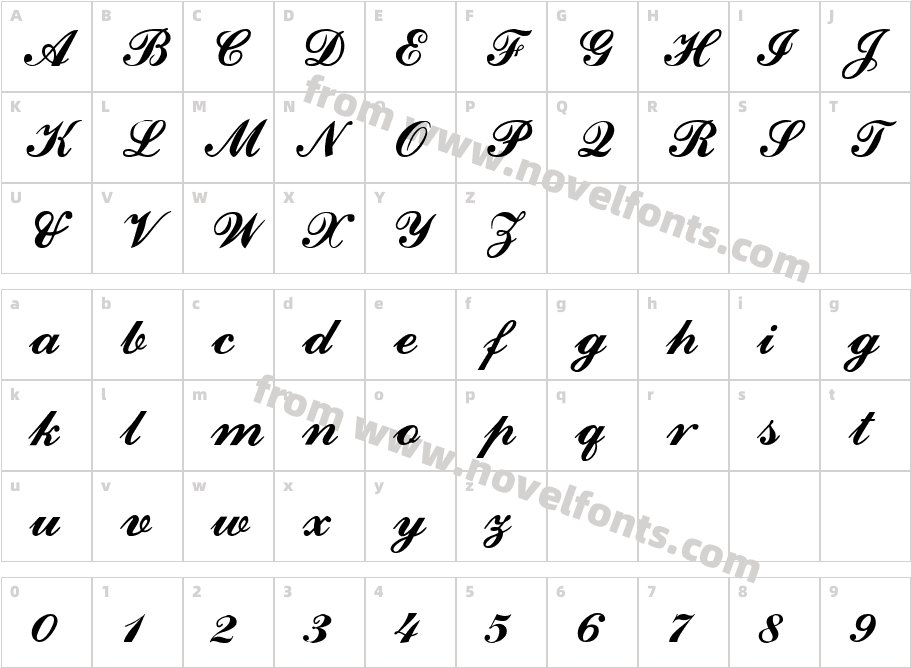 Ford scriptCharacter Map