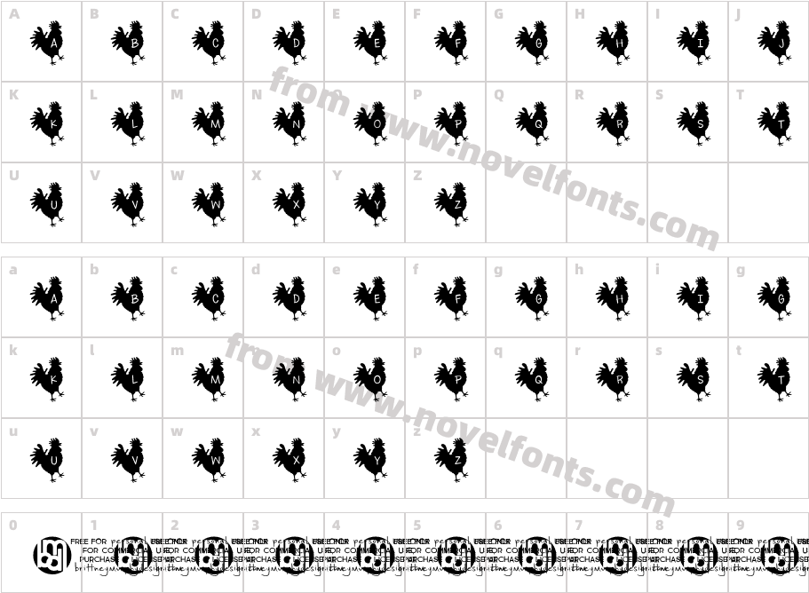 Rooster LettersCharacter Map