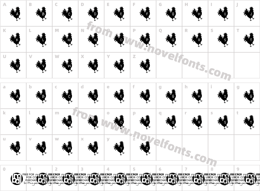 Rooster LettersCharacter Map