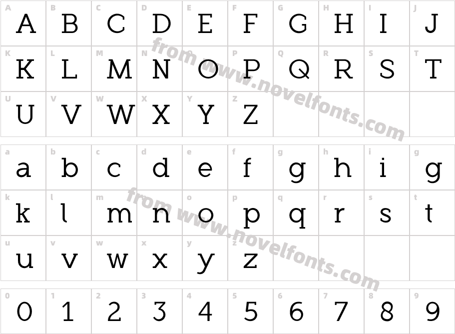 Roseau Slab FREECharacter Map