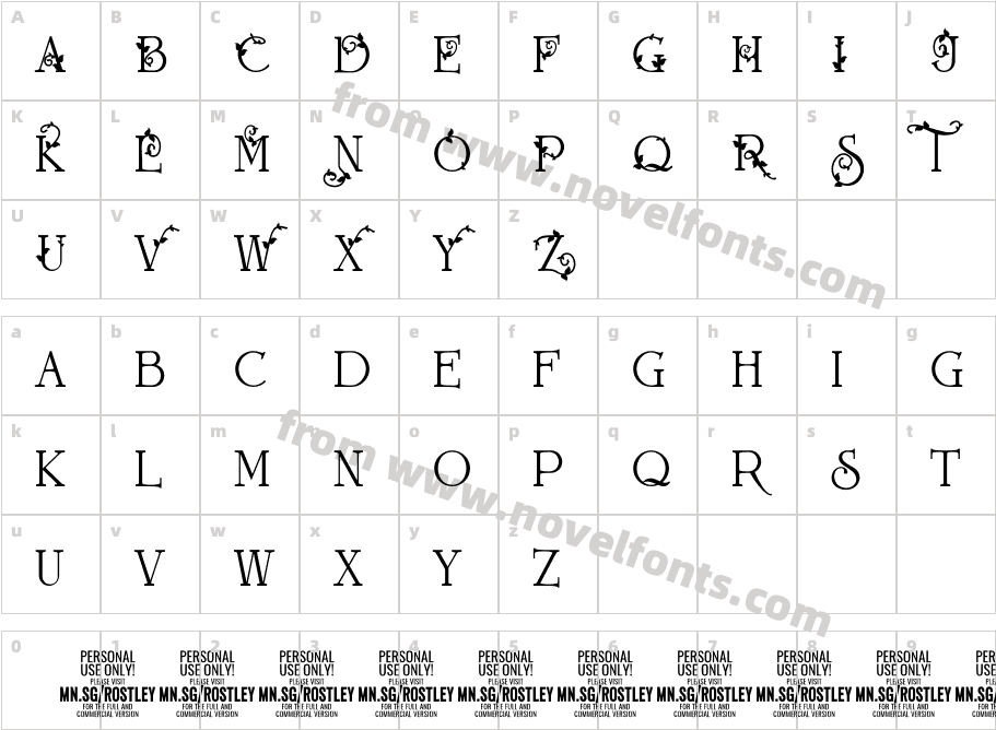 Rostley PERSONAL USE ONLY RegularCharacter Map