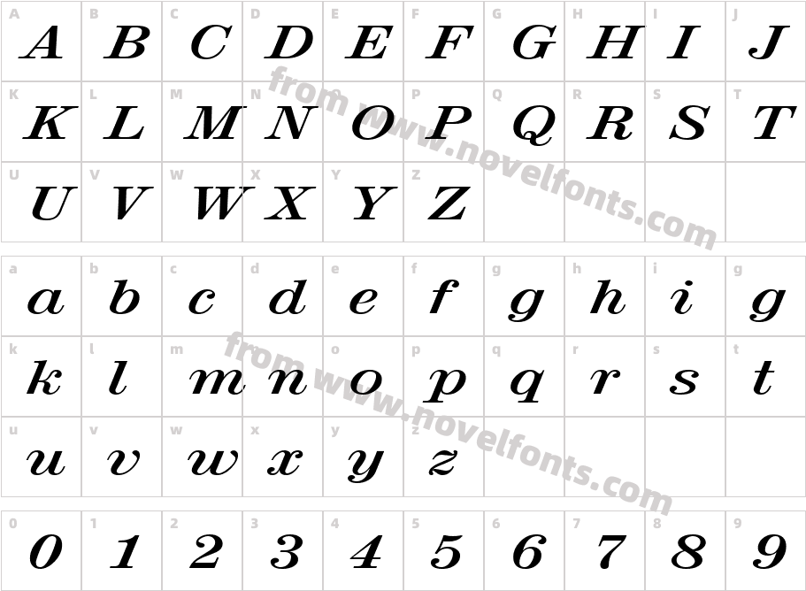 RubyScriptBroad-BoldCharacter Map