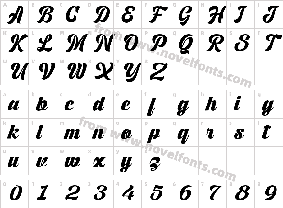 Rushbold RegularCharacter Map