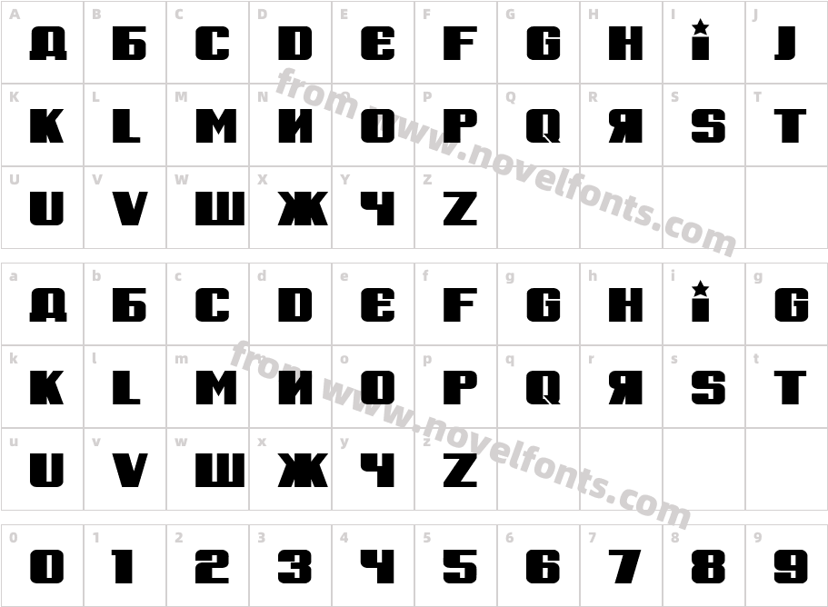 RussianSpring-BoldCharacter Map