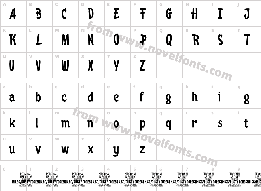 Rusty Forest PERSONAL USE RegularCharacter Map