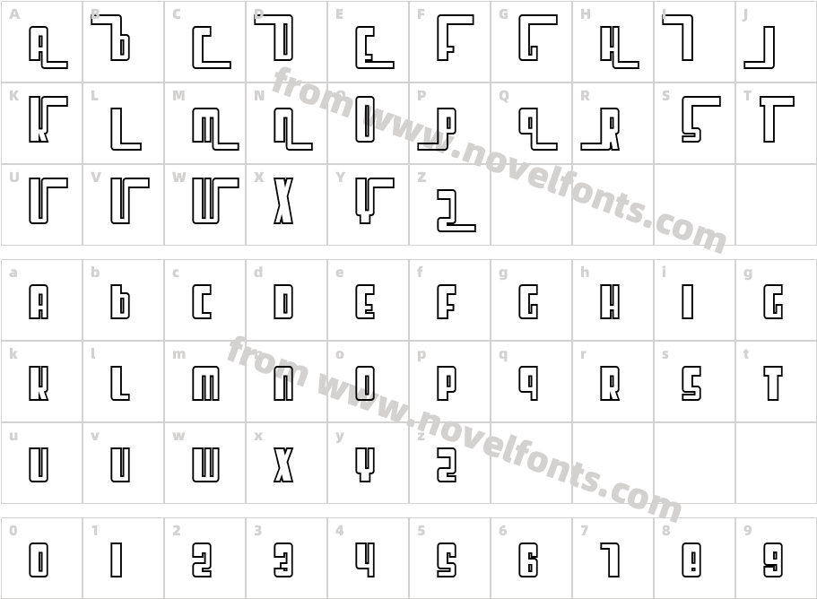 SFCosmicAgeOutlineCharacter Map