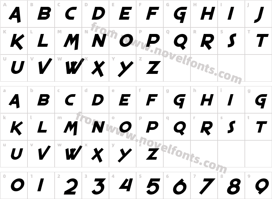 SFEspressoShackBoldItalicCharacter Map