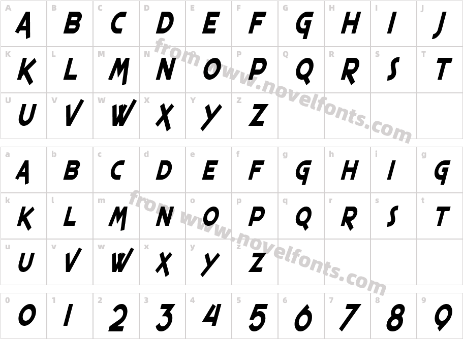 SFEspressoShackCondensedBoldItalicCharacter Map