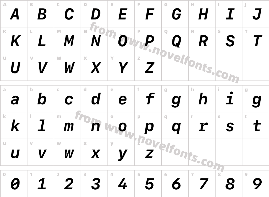 SFMono-BoldItalicCharacter Map