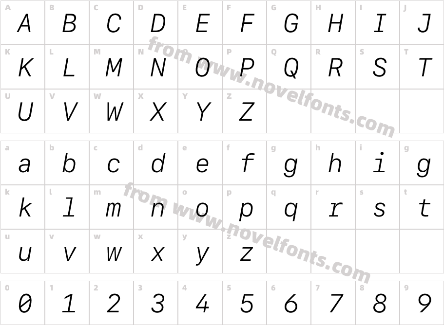 SFMono-LightItalicCharacter Map