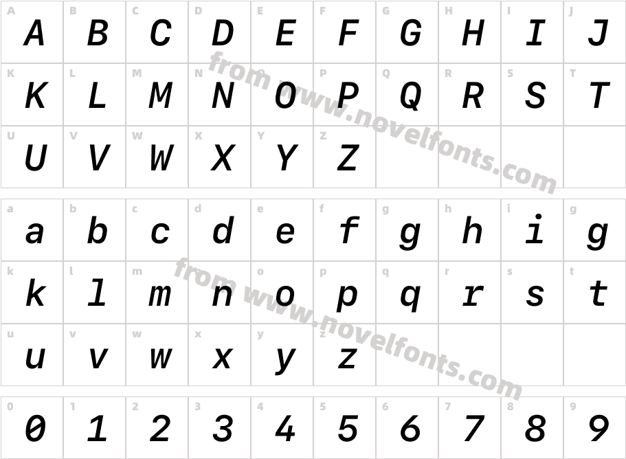 SFMono-SemiboldItalicCharacter Map