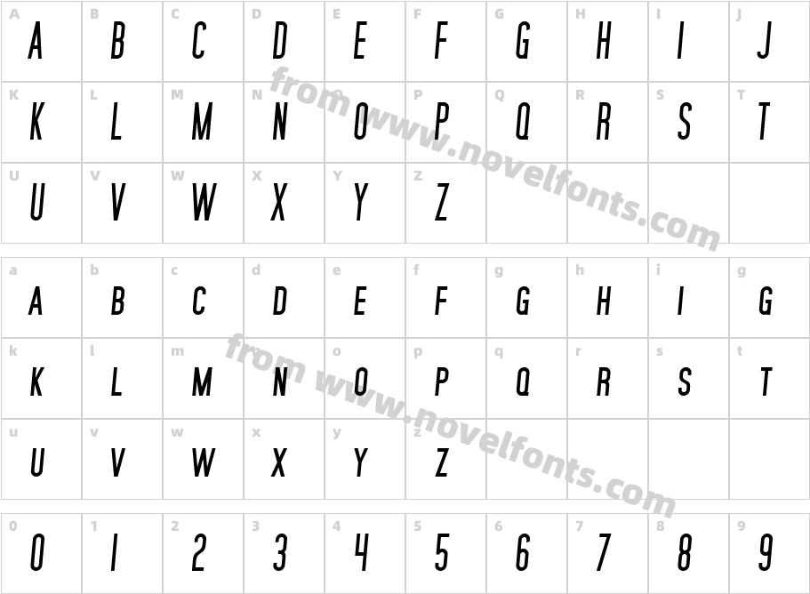 SFMoviePosterItalicCharacter Map