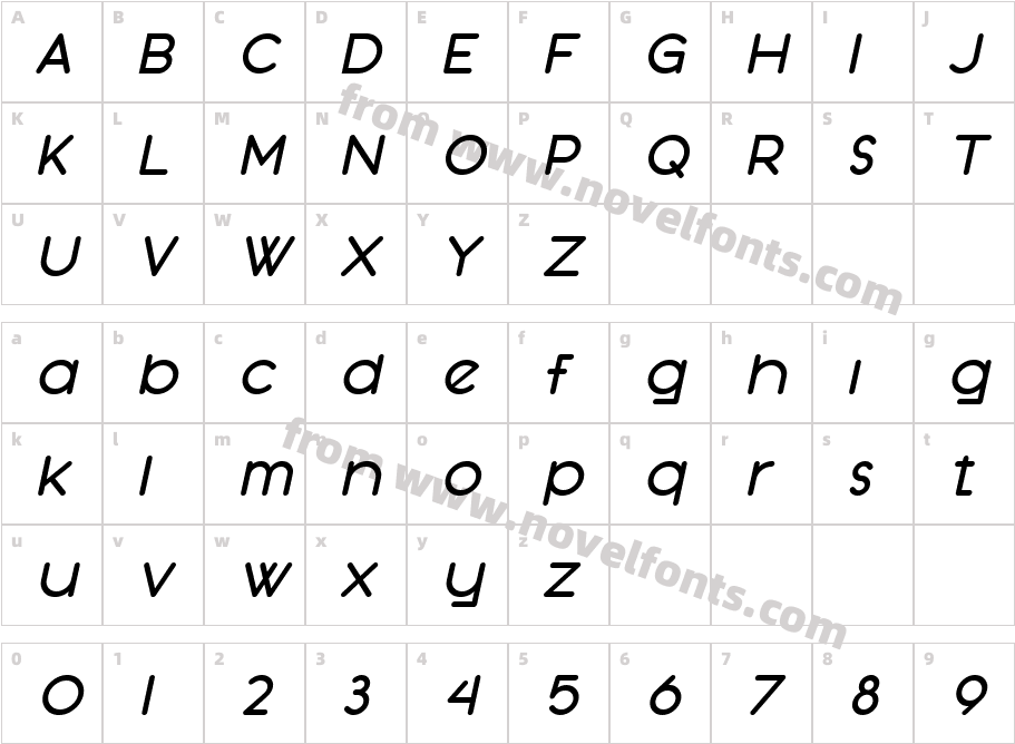 SFOrsonCasualHeavy-ObliqueCharacter Map