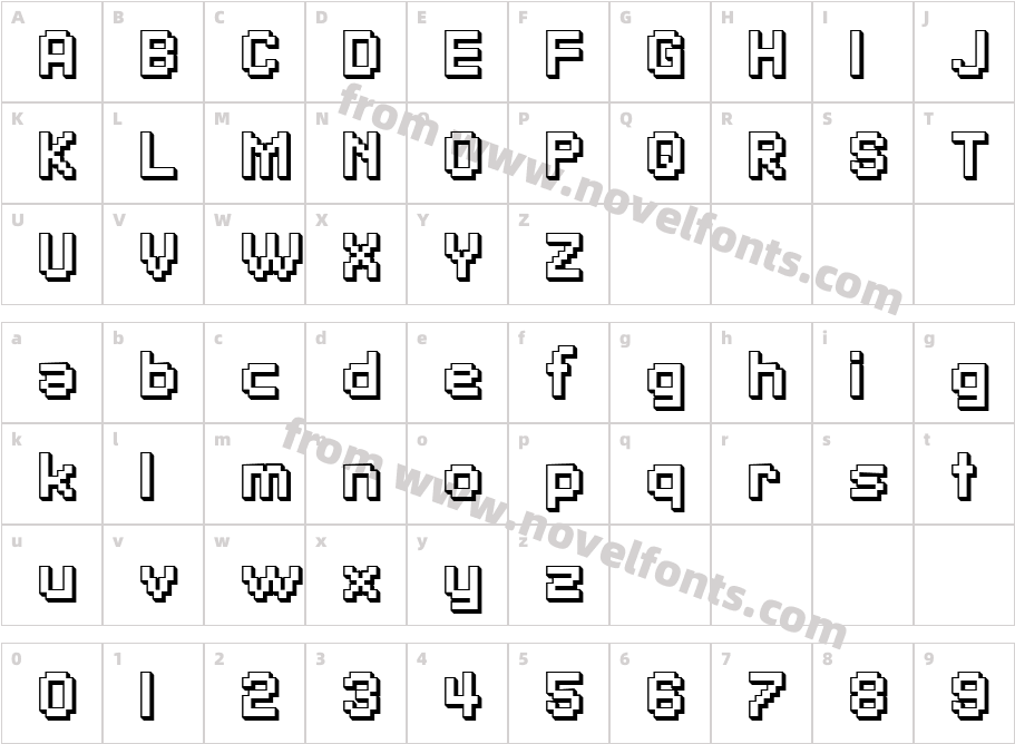 SFPixelateShaded-BoldCharacter Map