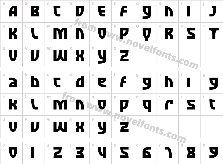 SFRetroesqueBoldCharacter Map