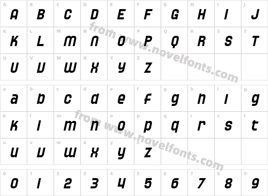 SFSpeedwaystar-ObliqueCharacter Map