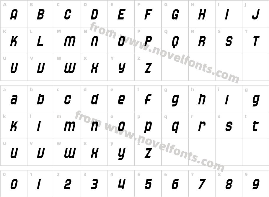 SFSpeedwaystarCondensed-ObliqueCharacter Map