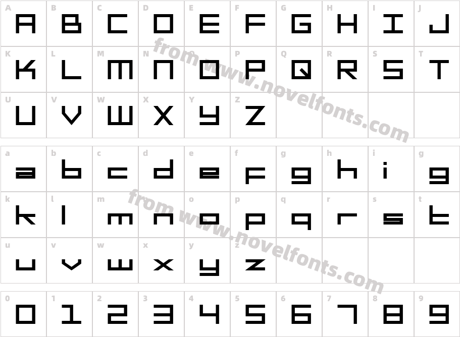 SFSquareHeadBoldCharacter Map