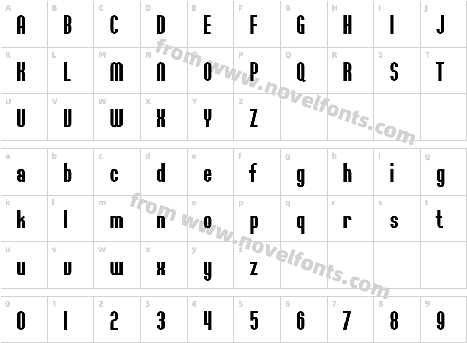 SFWillametteBoldCharacter Map