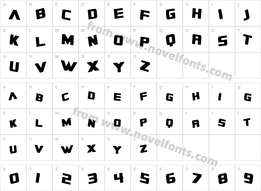 SFZeroGravityCondensedBoldCharacter Map