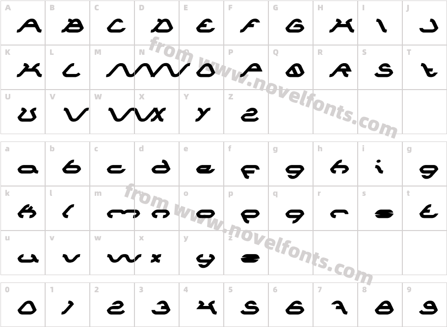 SPIDER-BoldItalicCharacter Map