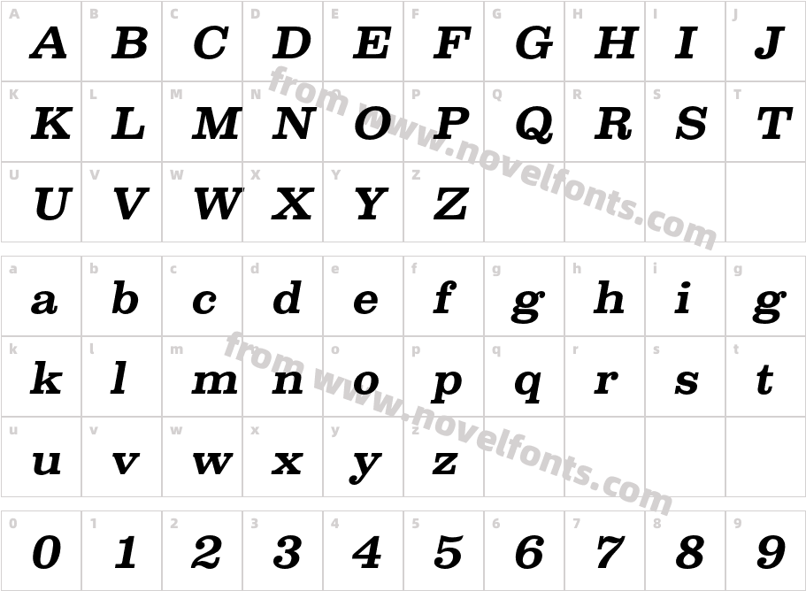 SPSLClarendonC-BoldItalicCharacter Map