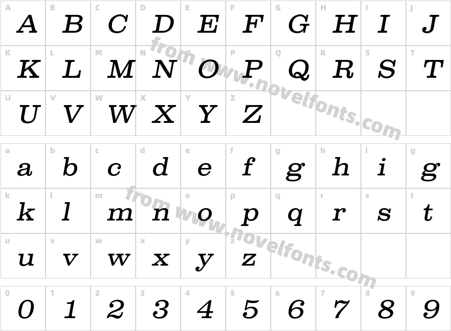 SPSLClarendonC-ItalicCharacter Map