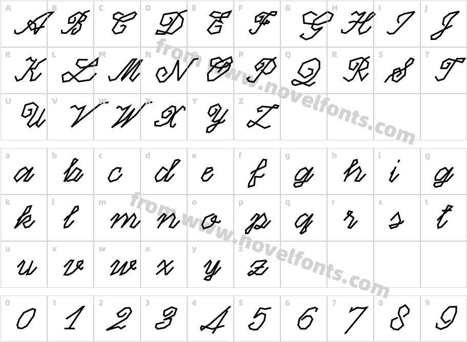 ST Beautiful Computer BoldCharacter Map