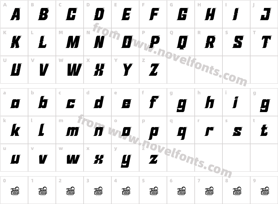 SUTIXO Style SlantCharacter Map