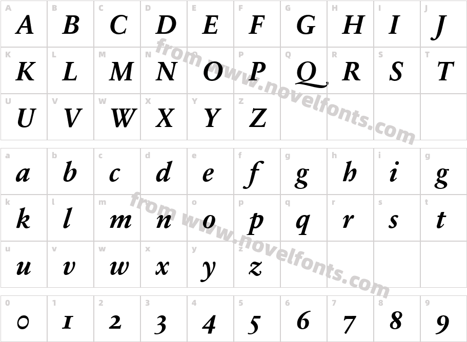 SabonNextLT-BoldItalicOsFCharacter Map