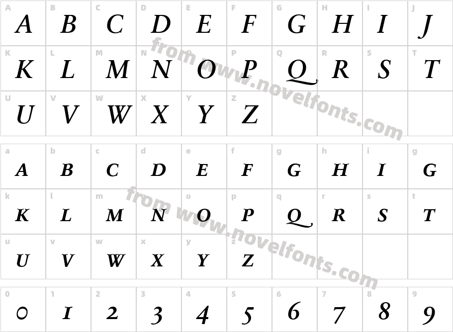 SabonNextLT-DemiItalicSCCharacter Map