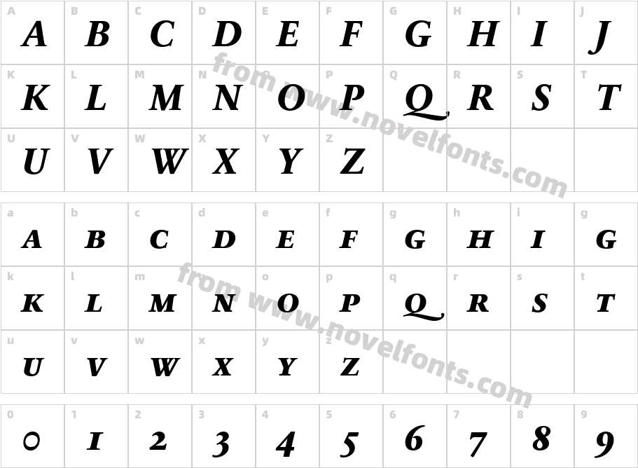 SabonNextLT-ExtraBoldItalicSCCharacter Map