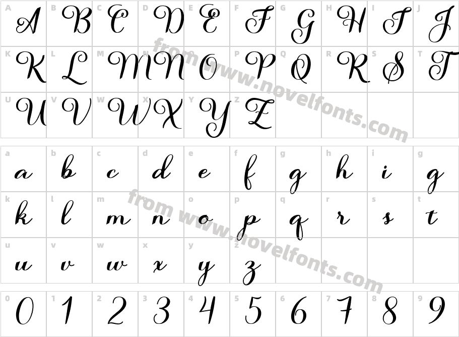 Salsadila Script BoldCharacter Map