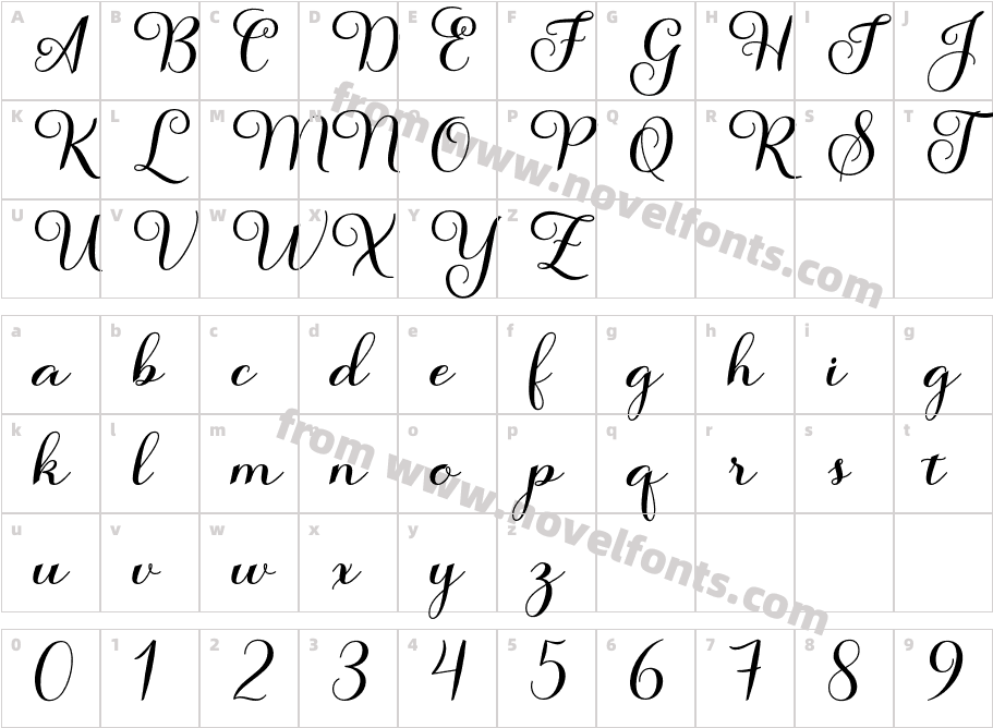 Salsadilascript-qZOJqCharacter Map