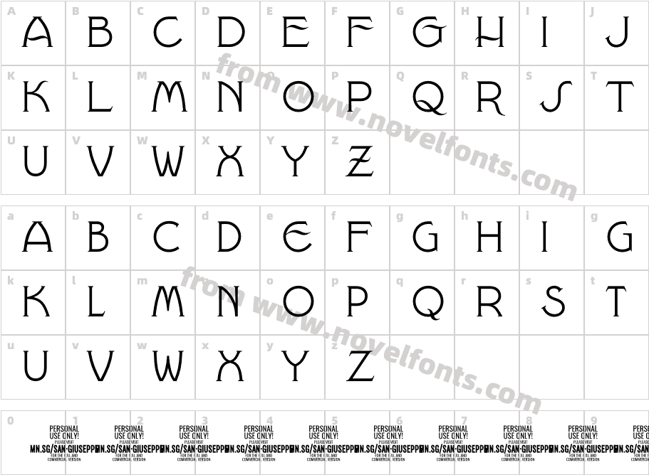 San Giuseppe PERSONAL USE RegularCharacter Map