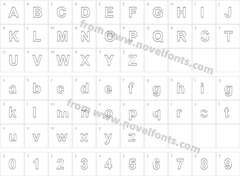 Sanasoft Arial Outline.kzCharacter Map