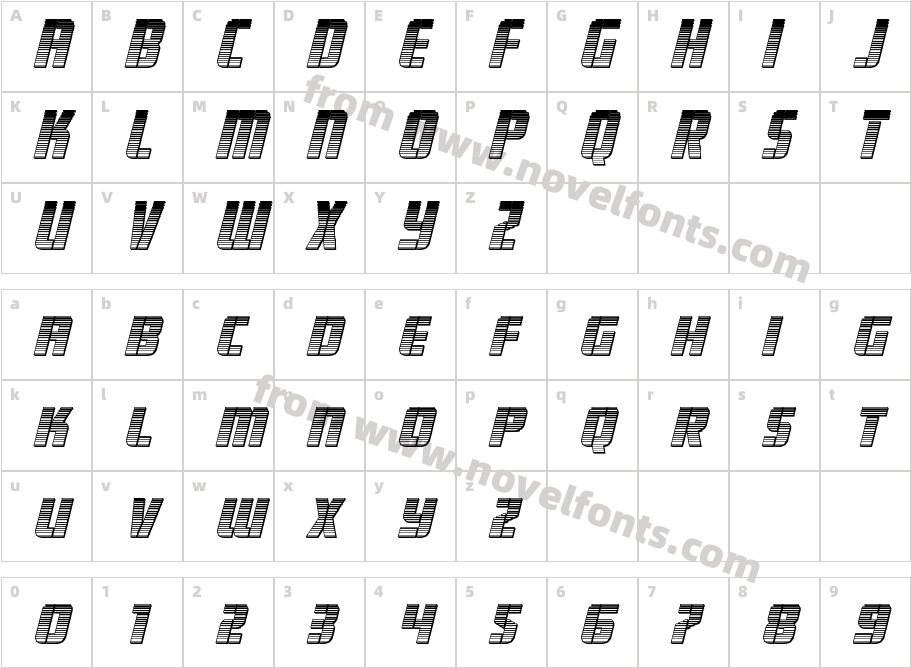 Fortune Soldier Chrome ItalicCharacter Map