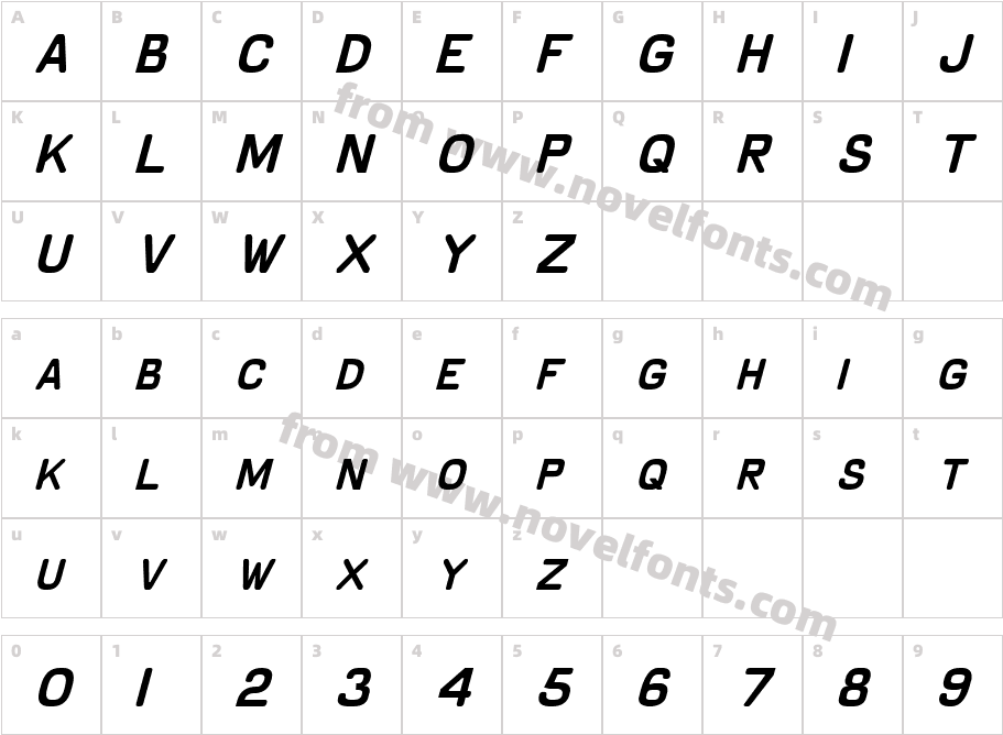 Schnaubelt-ItalicCharacter Map