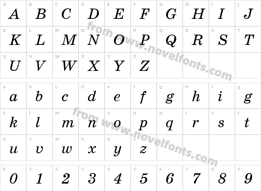 SchoolBook-ItalicCharacter Map