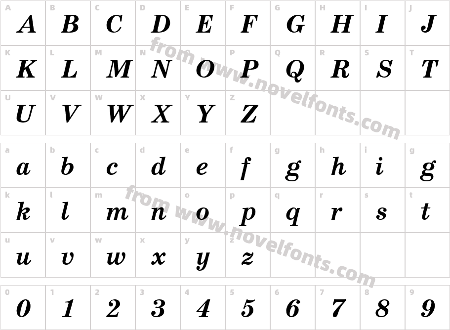 SchoolBookCBoldItalicCharacter Map