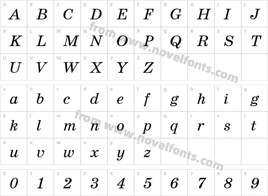 SchoolBookCItalicCharacter Map