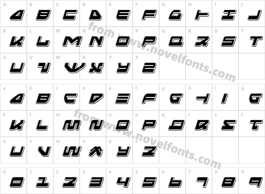 SeariderFalconPunchItalicCharacter Map