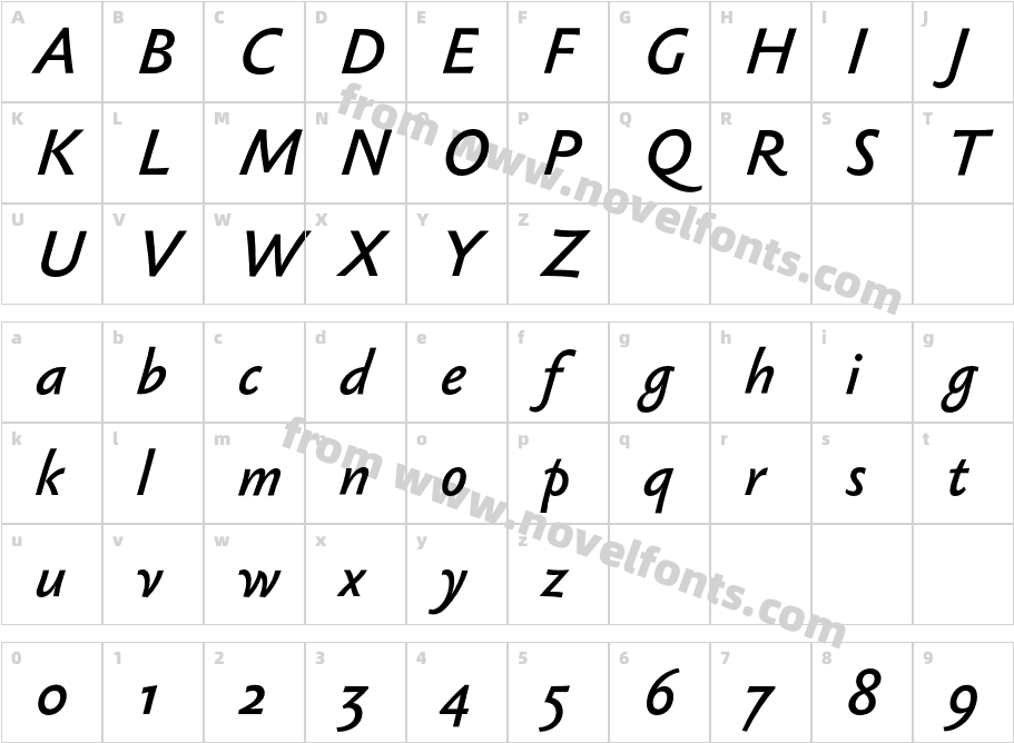 SebastianLight-BoldItalicCharacter Map