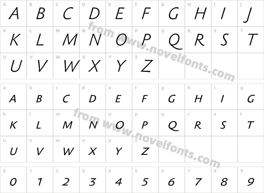 SebastianLightSC-ItalicCharacter Map