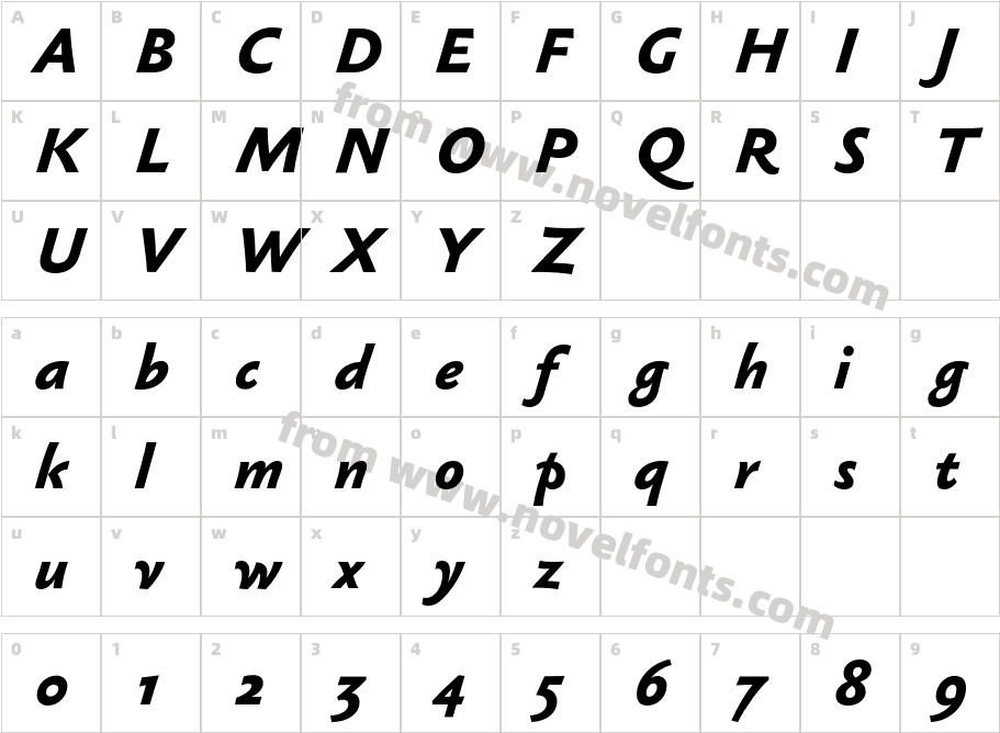 SebastianMedium-BoldItalicCharacter Map